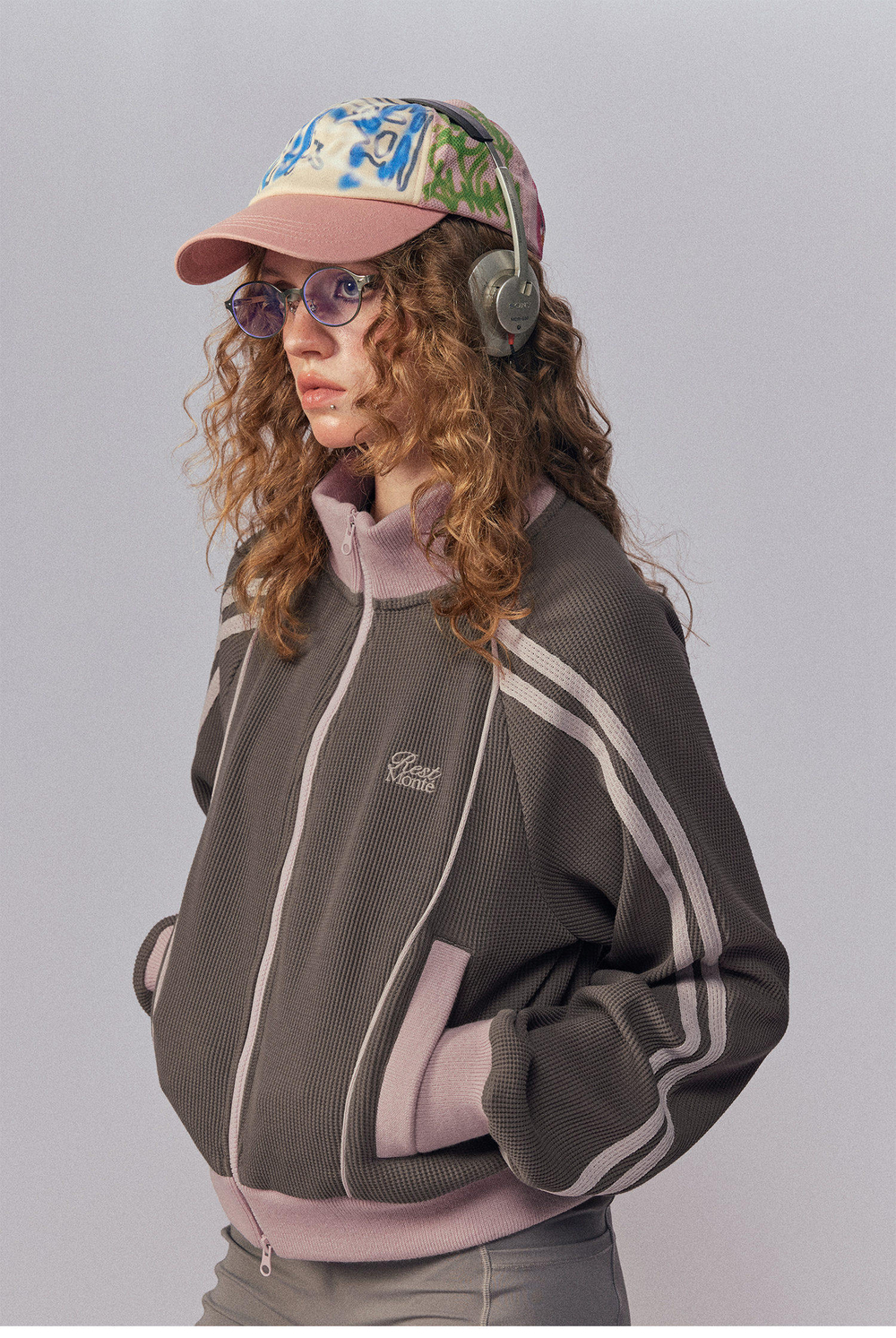 Олимпийка Nothomme Monterest Vintage Sport-Style Waffle Zip-Up Jacket