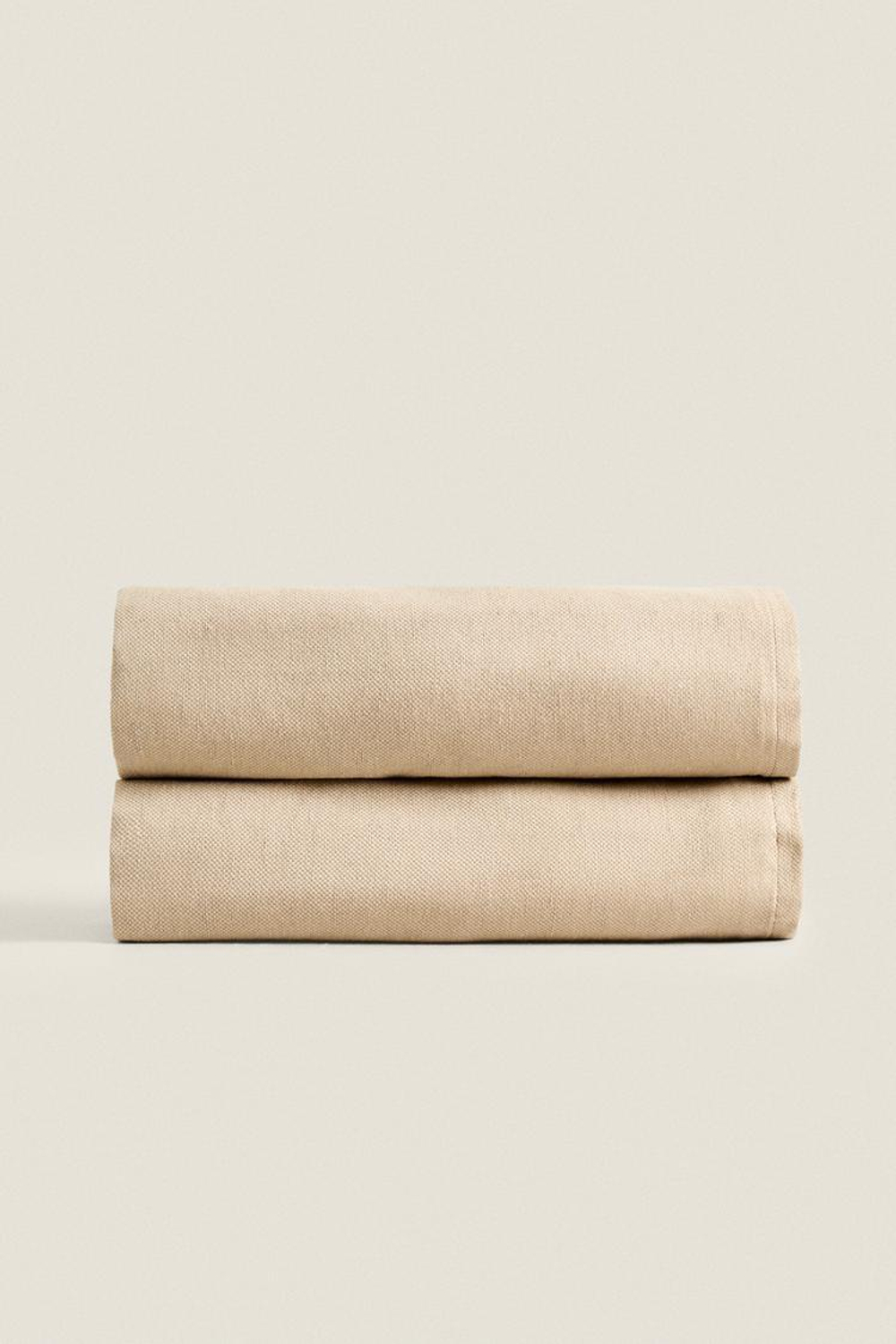 ZARA HOME ОДНОТОННЫЙ ПЛЕД, СВЕТЛО-БЕЖЕВЫЙ