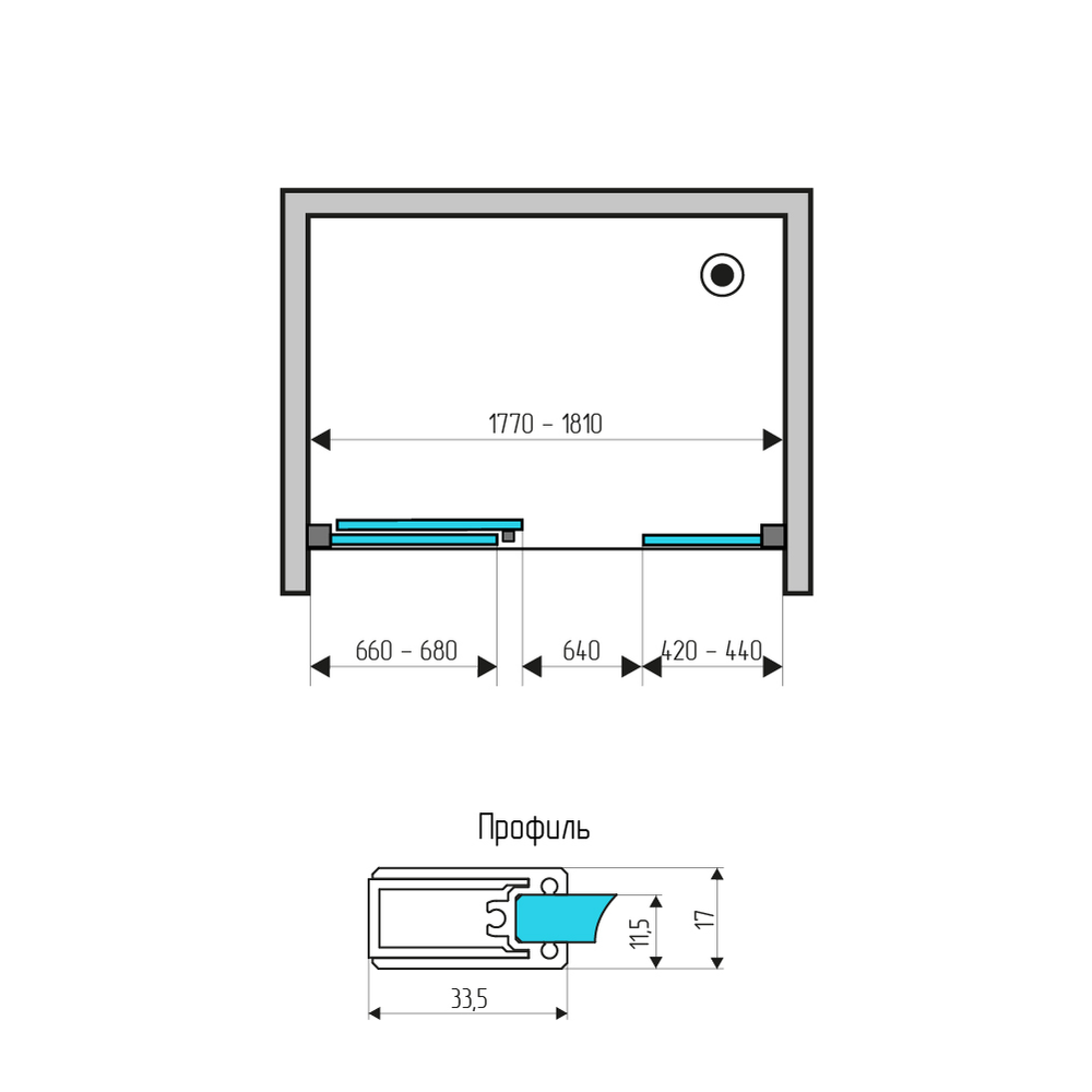 Душевая дверь в нишу NEW GENERATION, 180x200, левая, профиль блестящее серебро, стекло прозрачное, NGPGIS17730TR