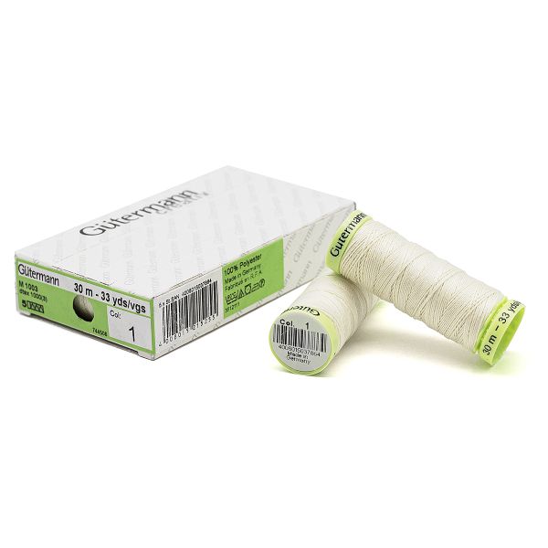 Нитки отделочные Gutermann Top Stitch 30 (30 метров), 5 кат. | _001 молочный (сумрачно-белый)