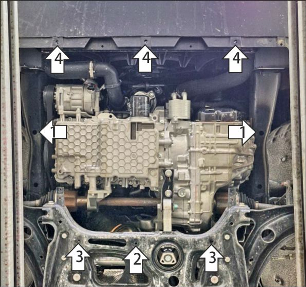 Защита картера двигателя, КПП. 2 мм, Сталь. для FAW Bestune T90 2023-н.в., Motodor.73909