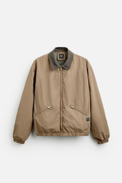 ZARA КУРТКА С КОНТРАСТНЫМ ВОРОТНИКОМ, РЫЖЕВАТО-КОРИЧНЕВЫЙ