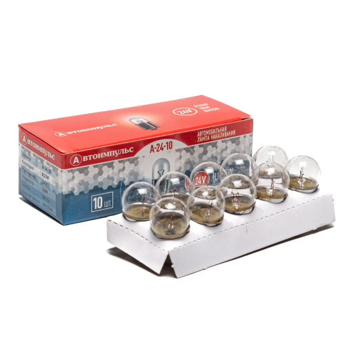 А24-10 IM Автолампа накаливания  R10W, 24 В, 10 Вт, ВА15S Автоимпульс