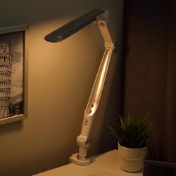 Настольный светильник ЭРА NLED-496-12W-S светодиодный на струбцине серебро | Светодиодные настольные лампы