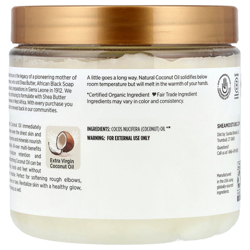 SheaMoisture, 100% кокосовое масло первого отжима, 411 г (14,5 унции)