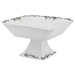 Lenardi 666-396 Квадратная фруктовница 21см на ножке ARGENTO в под.уп.(х4)Фарфор