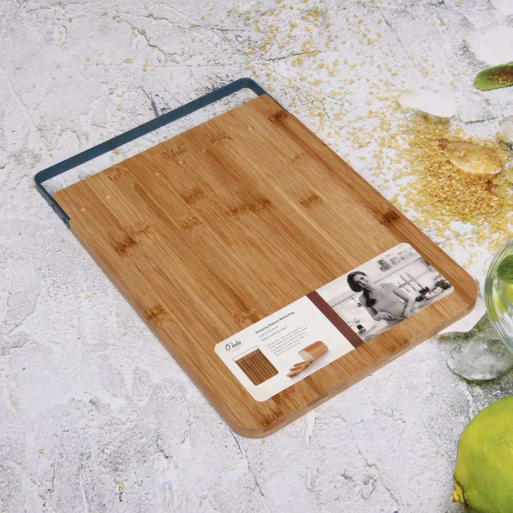 Доска разделочная бамбуковая «O'lala» 36,7*25,5*1,5см для хлеба с металлической ручкой