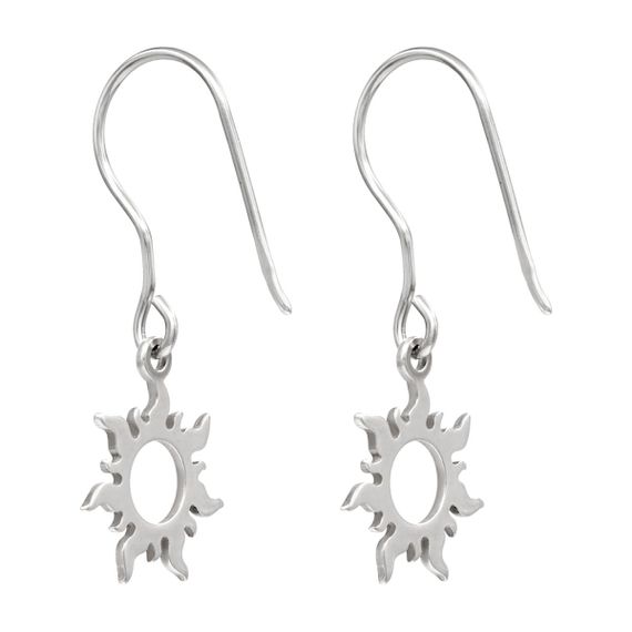 Солнце - ювелирные серьги из серебра 925 пробы, вид сзади полубоком