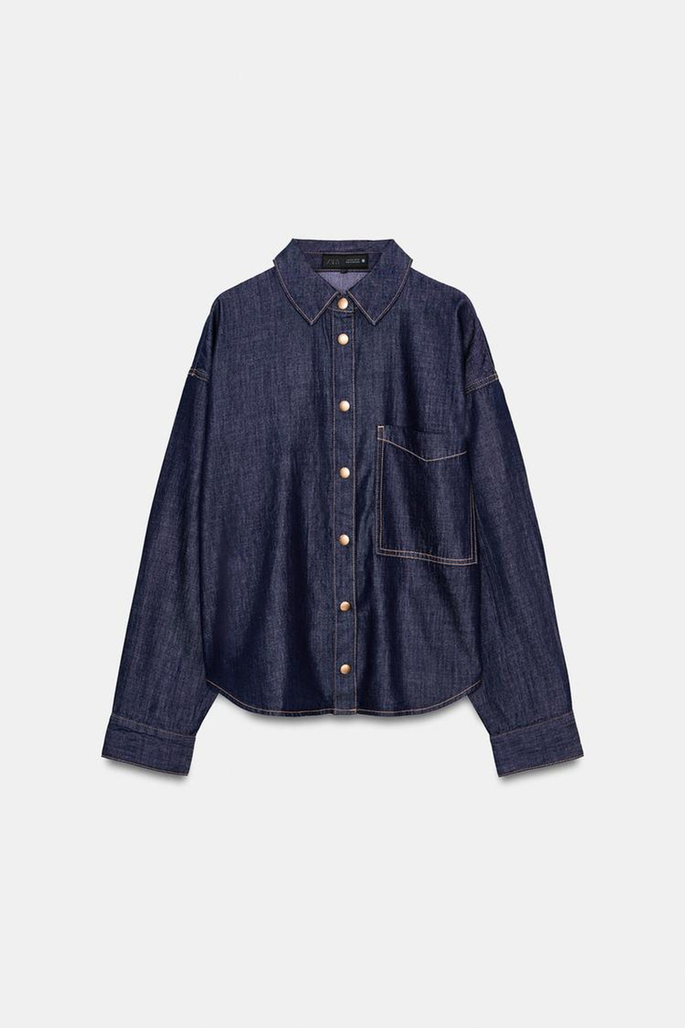 ZARA РУБАШКА Z1975 ДЕНИМ ОВЕРСАЙЗ, СИНИЙ