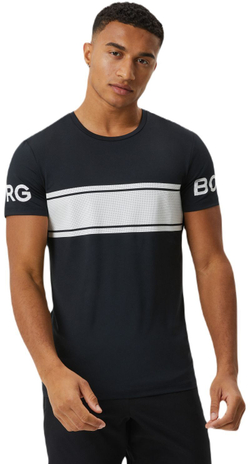 Мужская теннисная футболка Björn Borg T-Shirt Stripe - black beauty