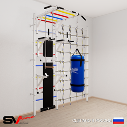 Шведская стенка Sv Sport 56330 (Турник рукоход/Брусья/Стойка/Скамья/Трапеция/Цепь/Мешок 30кг/Канатный лаз)