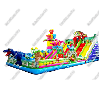 Коммерческий надувной батут "Хамелеон и динозавры" 20*10*7 м