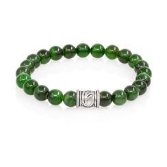 Браслет Денежный импульс из натурального нефрита с руной Феху из мельхиора