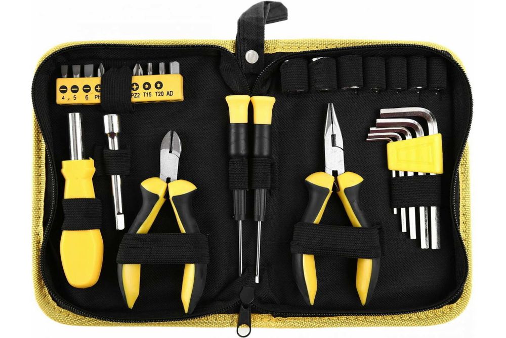Набор инструмента 29 шт (отвертки, биты, ключи НЕХ, пассатижи)