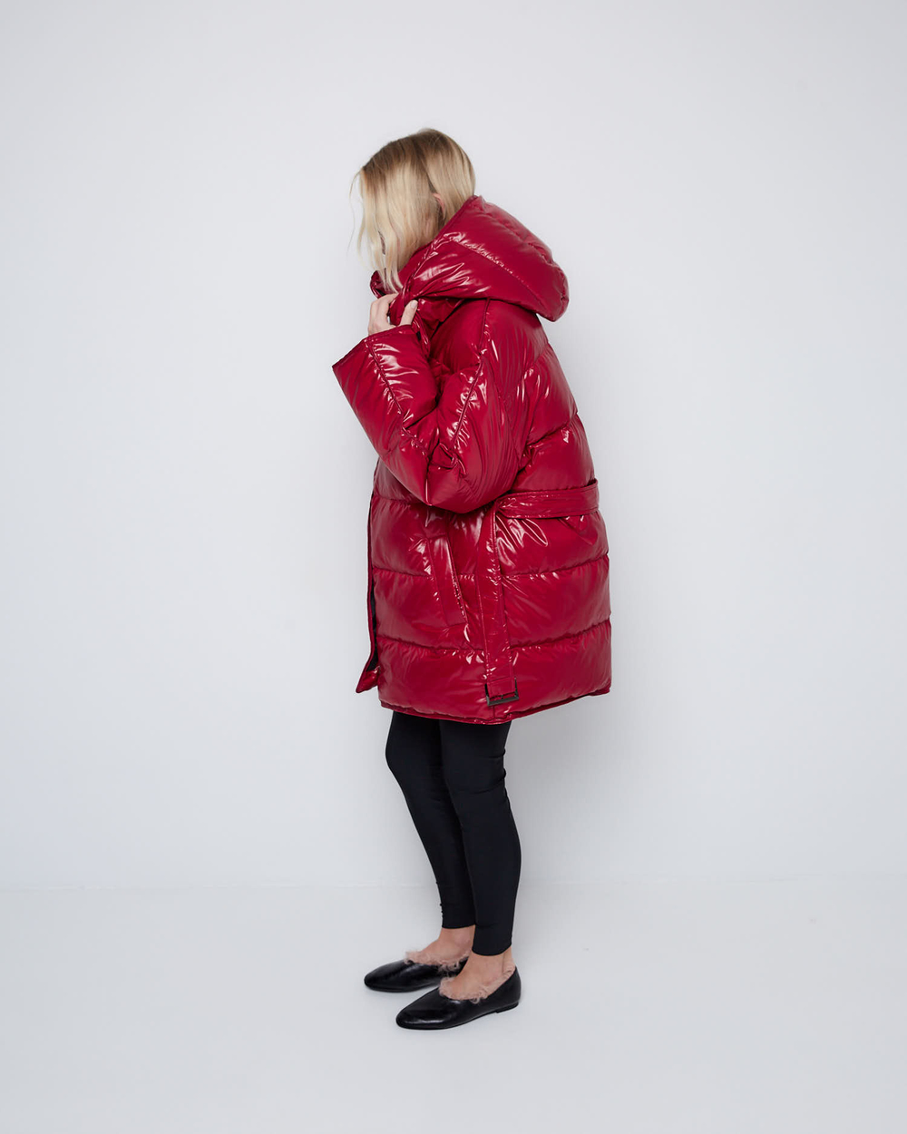 Пуховик со съемным капюшоном из нейлона Монклер вишня