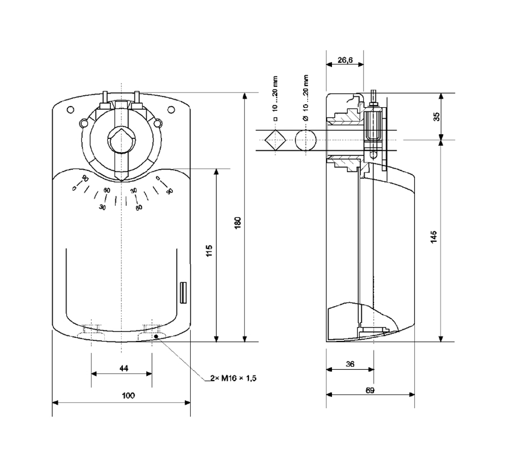 Привод заслонки Menerga Actuator ME-ST01 w.board 0-10V (печатная плата 0...10V)