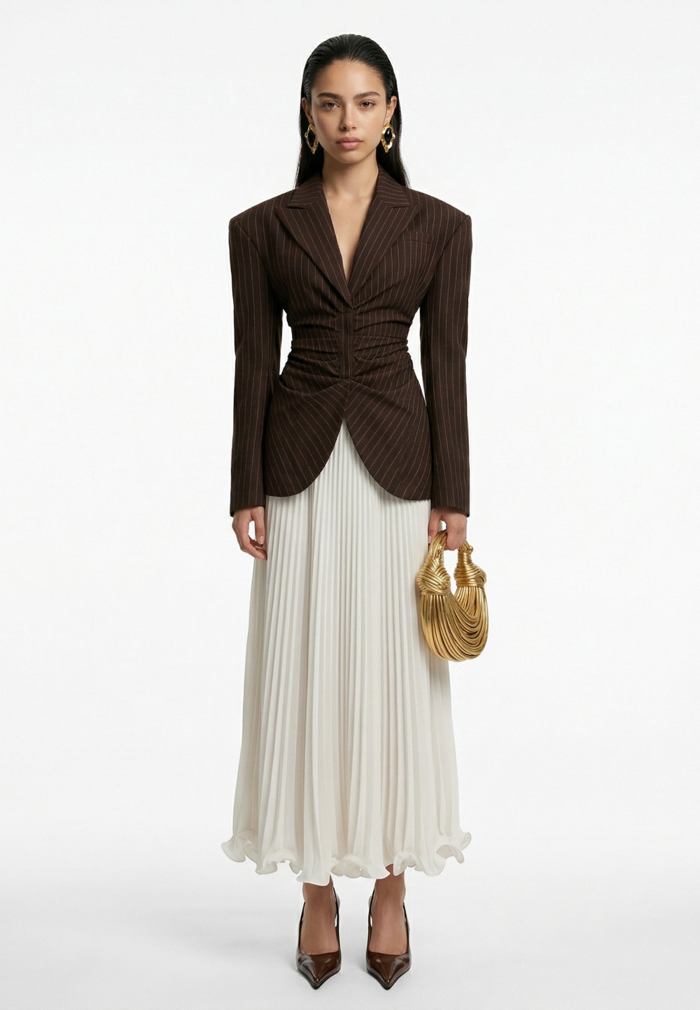 Жакет в полоску приталенный