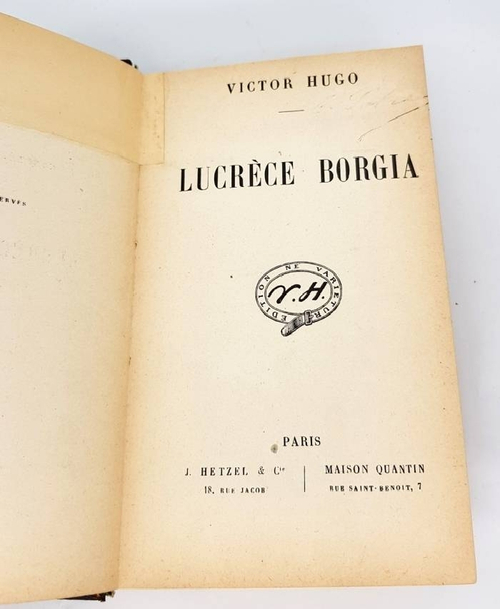 "Lucrece Borgia (Лукреция Борджиа)". Victor Hugo (Виктор Гюго). - антикварное издание