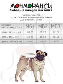 Дождевик комбинезон для собак мопс