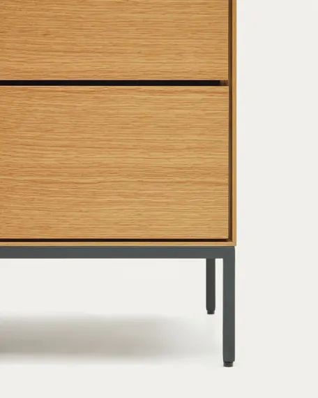 Vedrana Комод с 3 ящиками из дубового шпона со стальными ножками 110 x 75 см