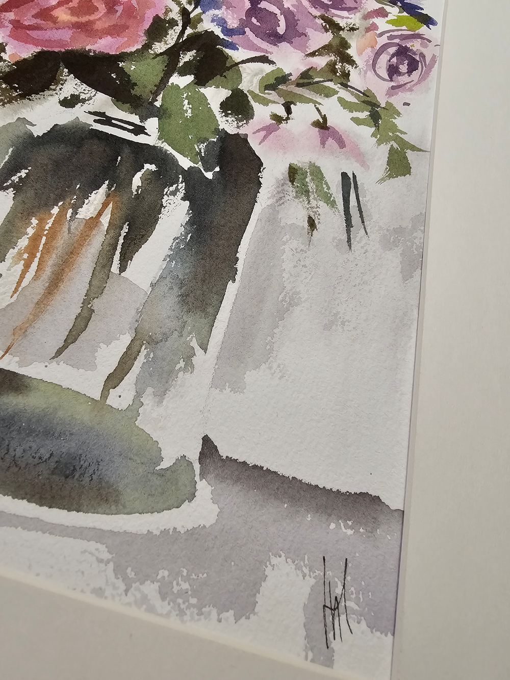 Картина авторская акварельная в паспарту 30х40 см на стену для интерьера "Букет"