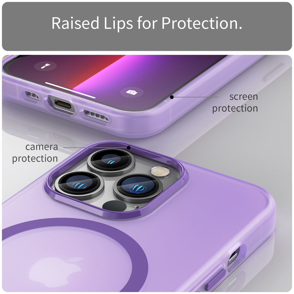 Мягкий усиленный чехол фиолетового цвета с поддержкой MagSafe для iPhone 13 Pro, серия Frosted Magnetic