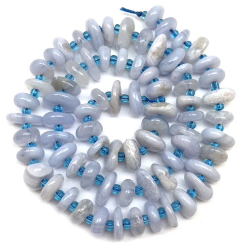 Агат Сапфирин ок.10х3 мм, бусины (нить)