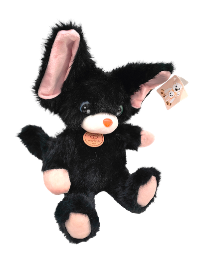 Мягкая игрушка Кот ушастый черный / белый 35см