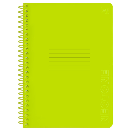 Тетрадь 96л., А5, клетка на пластиковом гребне, BG "Neon. Yellow", пласти