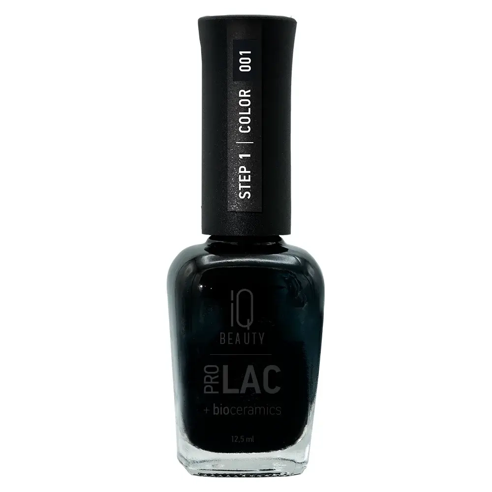 IQ BEAUTY Лак для ногтей профессиональный укрепляющий с биокерамикой #001, 12.5 мл Чёрный