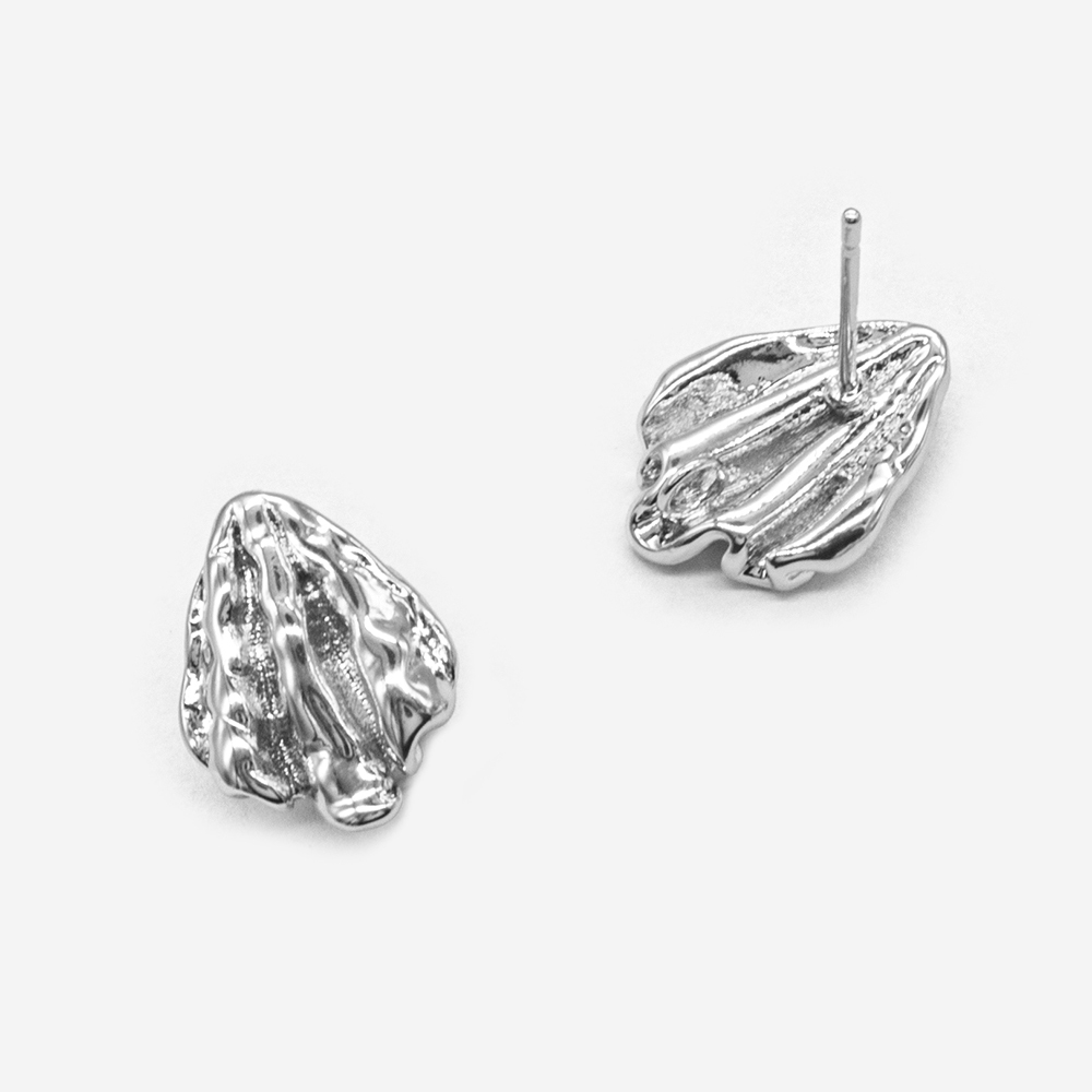 Швензы "Ракушка", 14,5*11мм, гвоздик из серебра, родирование