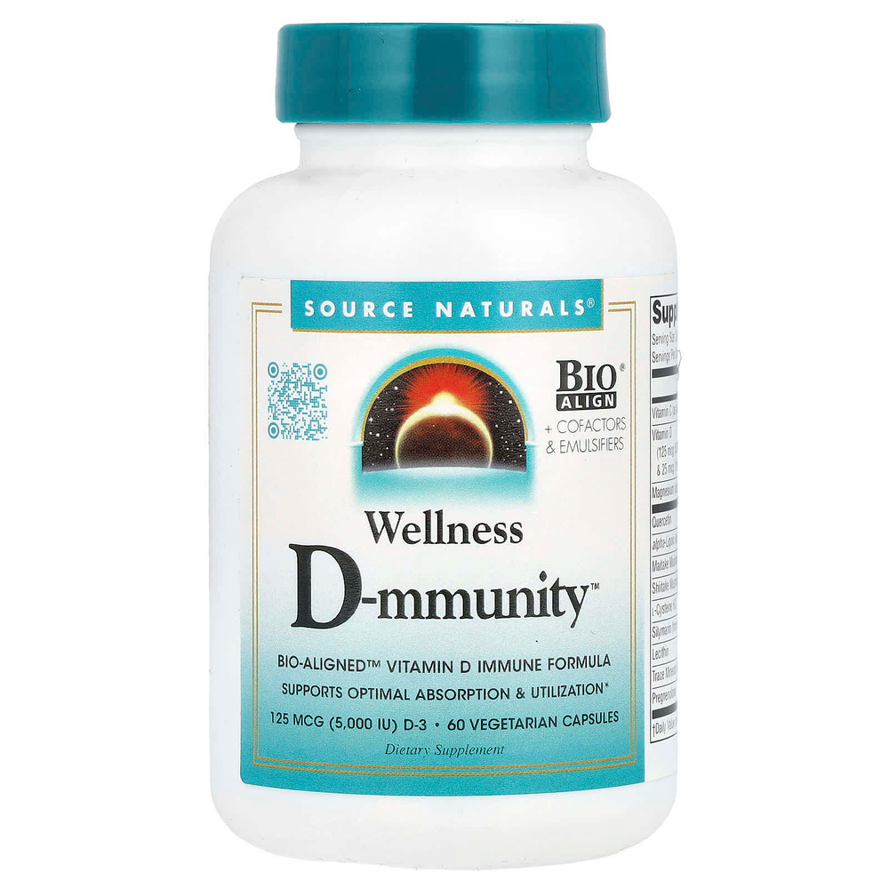 Source Naturals, Wellness D-mmunity ™, 60 вегетарианских капсул