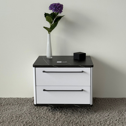 Тумба прикроватная подвесная ROYAL 5202 эко (Мрамор Неро-р.черная)