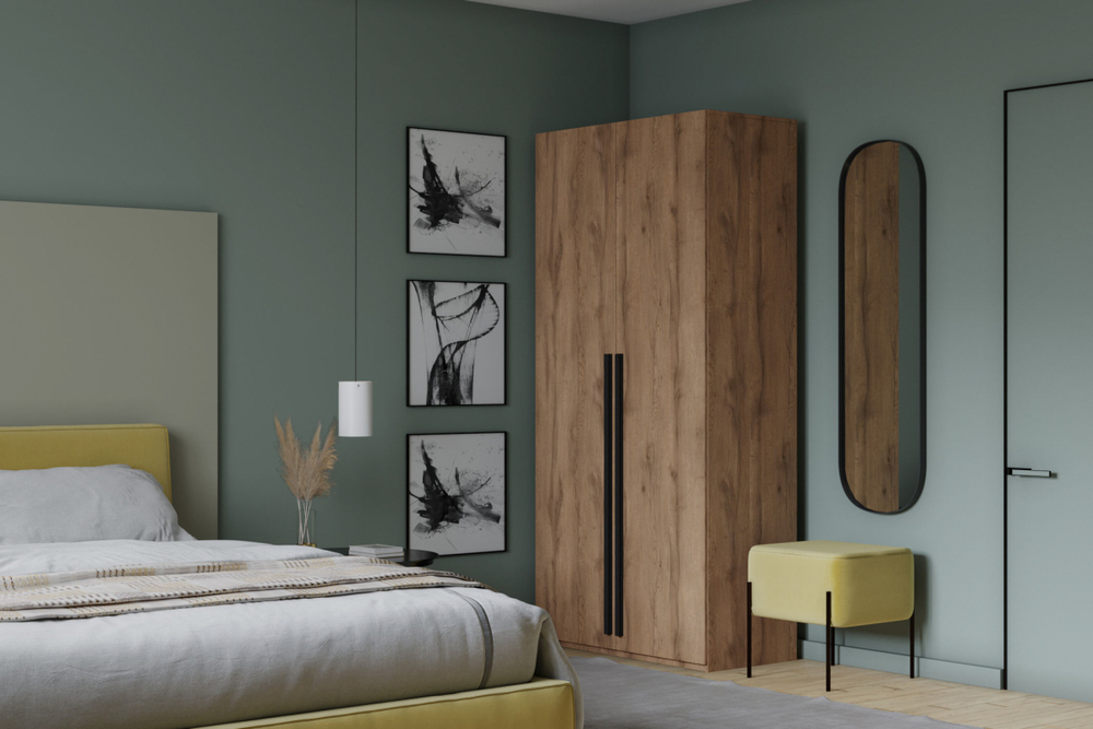 Распашной двухсекционный шкаф Лорена Пакс-2 Дуб Табачный U1147 80*40*200 см, Коричневый   Фиеста