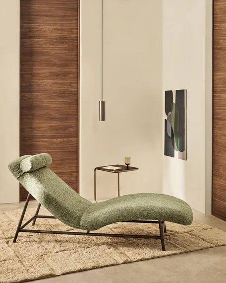 Кушетка Osla из зеленого шенилла с ножками из матовой нержавеющей стали, 175 см