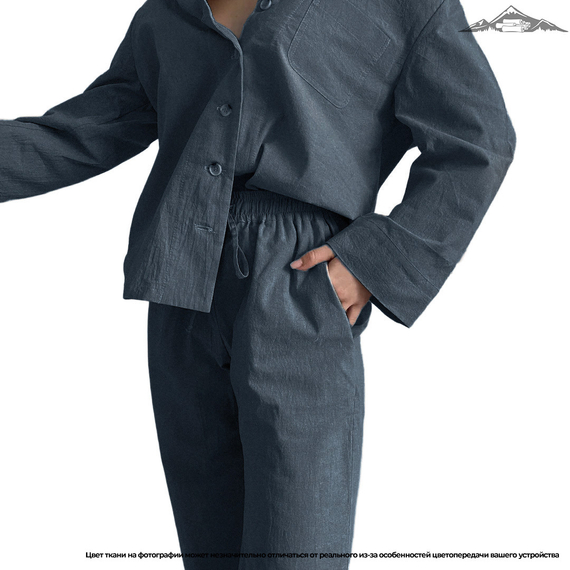 Вареный (стираный) хлопок, цв.Графитово-синий меланж | ш.250 см | 145 г/м² | хлопок-100%