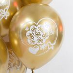 Шар (12''/30 см) С Днем Свадьбы, Совет да Любовь!, Золото, хром, 2 ст, 25 шт.