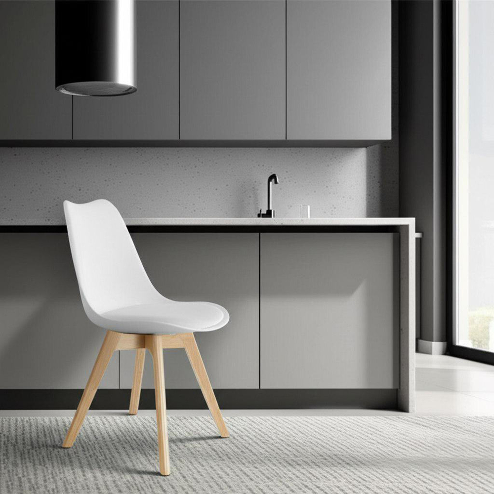 Стул TULIP (mod. 73-1) дерево/пластик/экокожа, 47,5x55x80 см, Белый (White)
