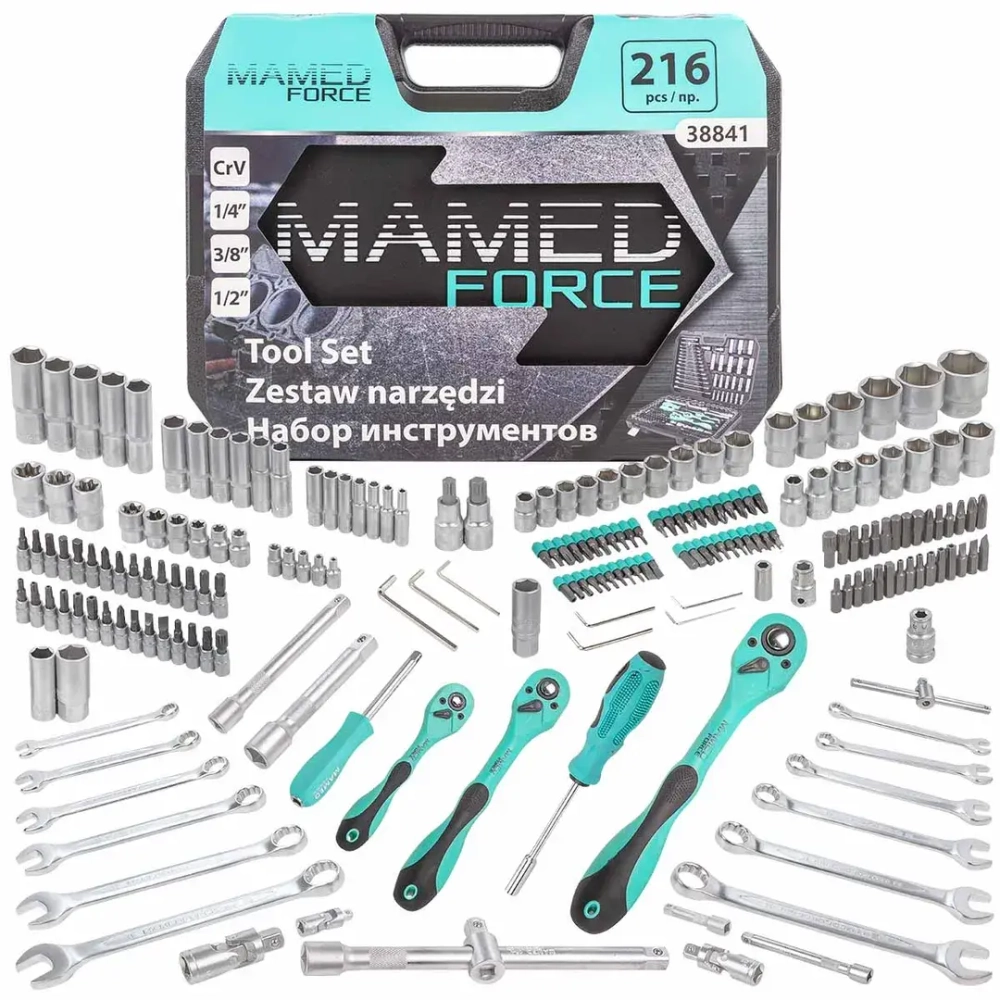 Набор инструментов 216пр. 1/4''3/8''1/2''(6гр.)(4-32мм) MAMEDFORCE MF-38841