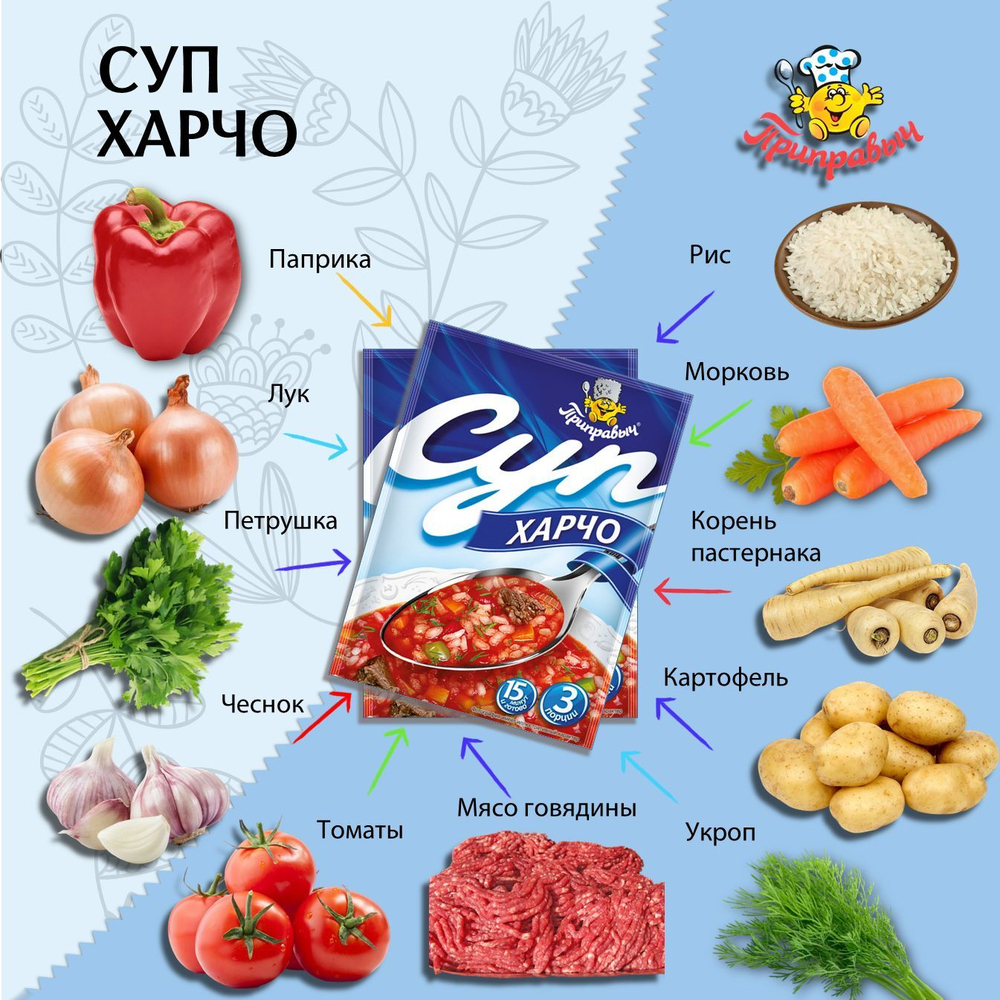 Суп быстрого приготовления Харчо Приправыч 70 гр. 20 шт. 60 порций