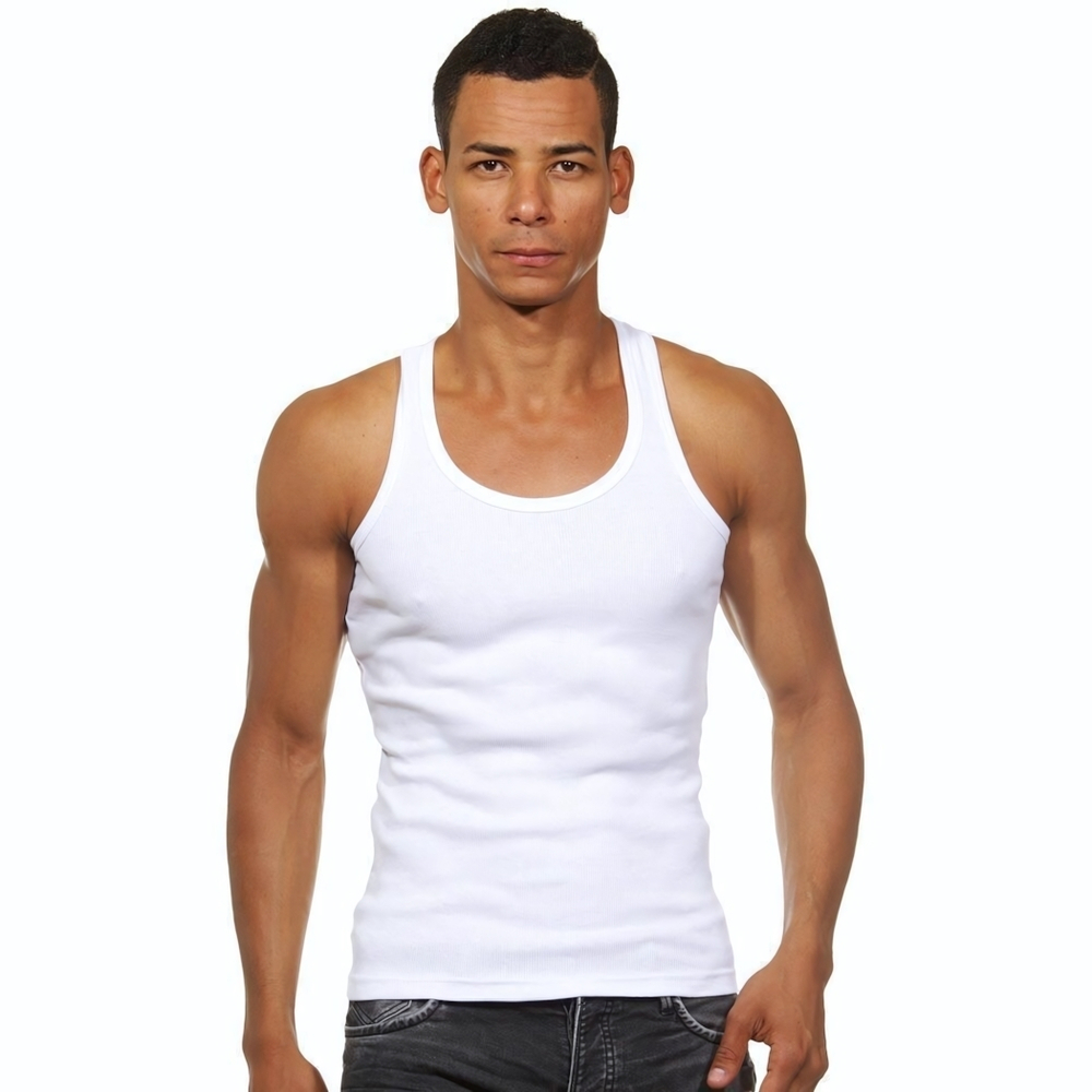 Белая мужская майка из хлопкового полотна (Размер: L) (Цвет: белый)