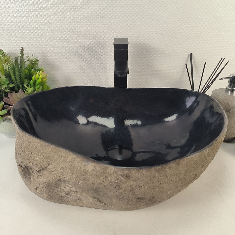 Каменная раковина из речного камня RS-05180 (55*41*15) 0862 из натурального камня