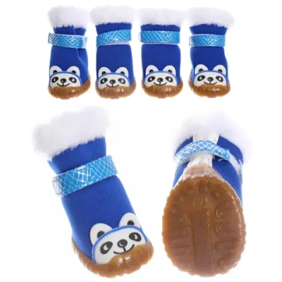 Ботинки зимние для животных «МОДНЫЙ БРО», на липучке, цвет синий, размер 5, 6см