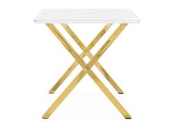 Керамический стол Селена 3 160х90х77 белый мрамор / золото