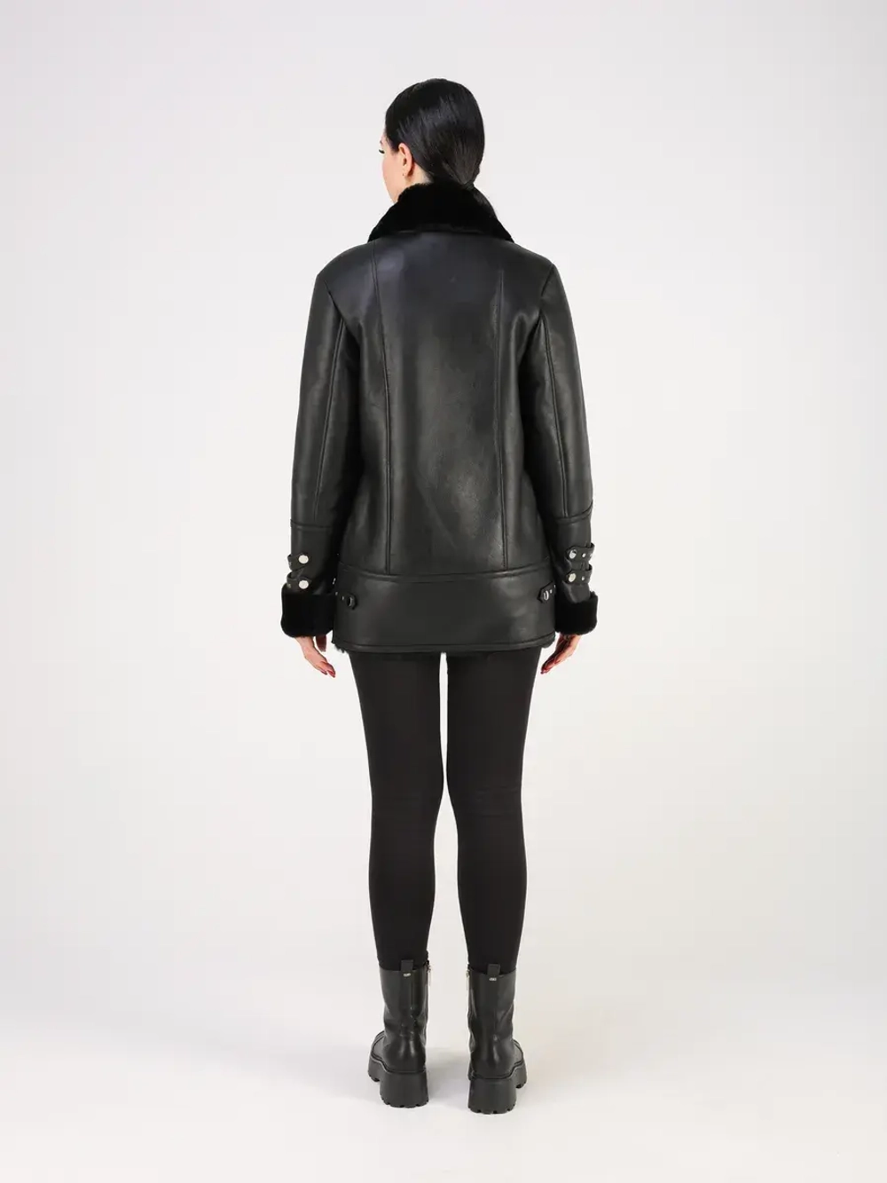 Дубленка зимняя натуральная авиатор оверсайз Турция