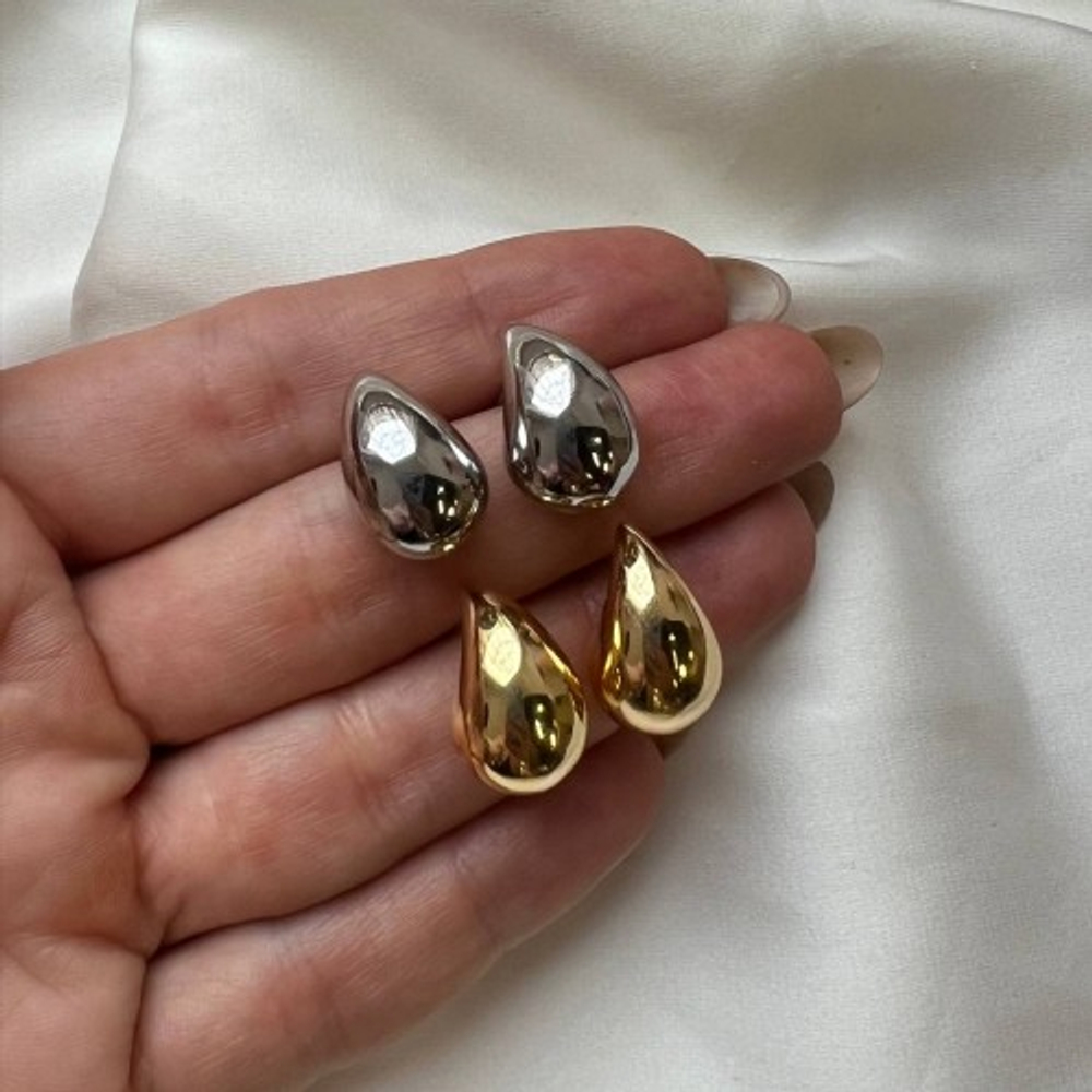 221-з Пуссеты "Капля объемная" 16*10 мм, позолота