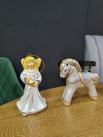 Набор ёлочных игрушек ангел и лошадка кантри