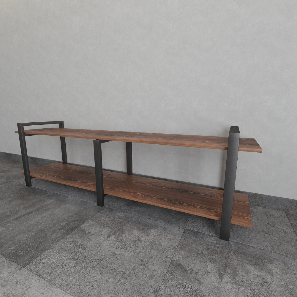 Тумба под телевизор напольная в стиле лофт из массива сосны и стали 150–200 см • Доставка по Москве, СПб и городам России