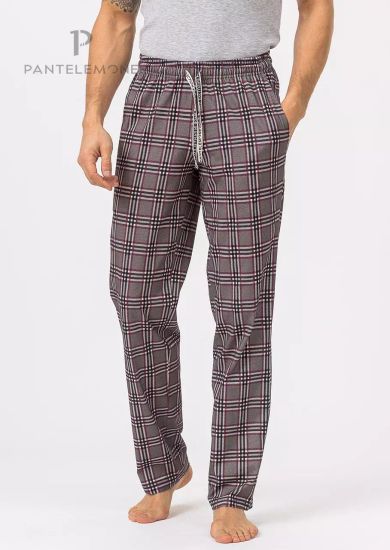 Брюки мужские Pantelemone PDB-164, клетка серая/бордовая