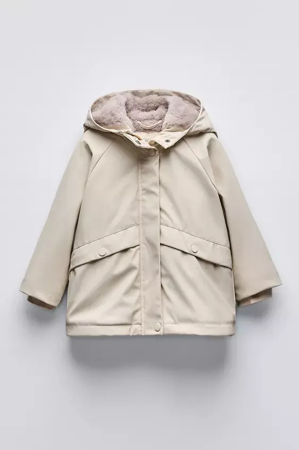ZARA ДОЖДЕВИК С ПОДКЛАДКОЙ WATER REPELLENT, ЭКРЮ